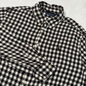 Ralph Lauren Shirt Mens XL Black Check Flannel Long Sleeve Button Down Pony